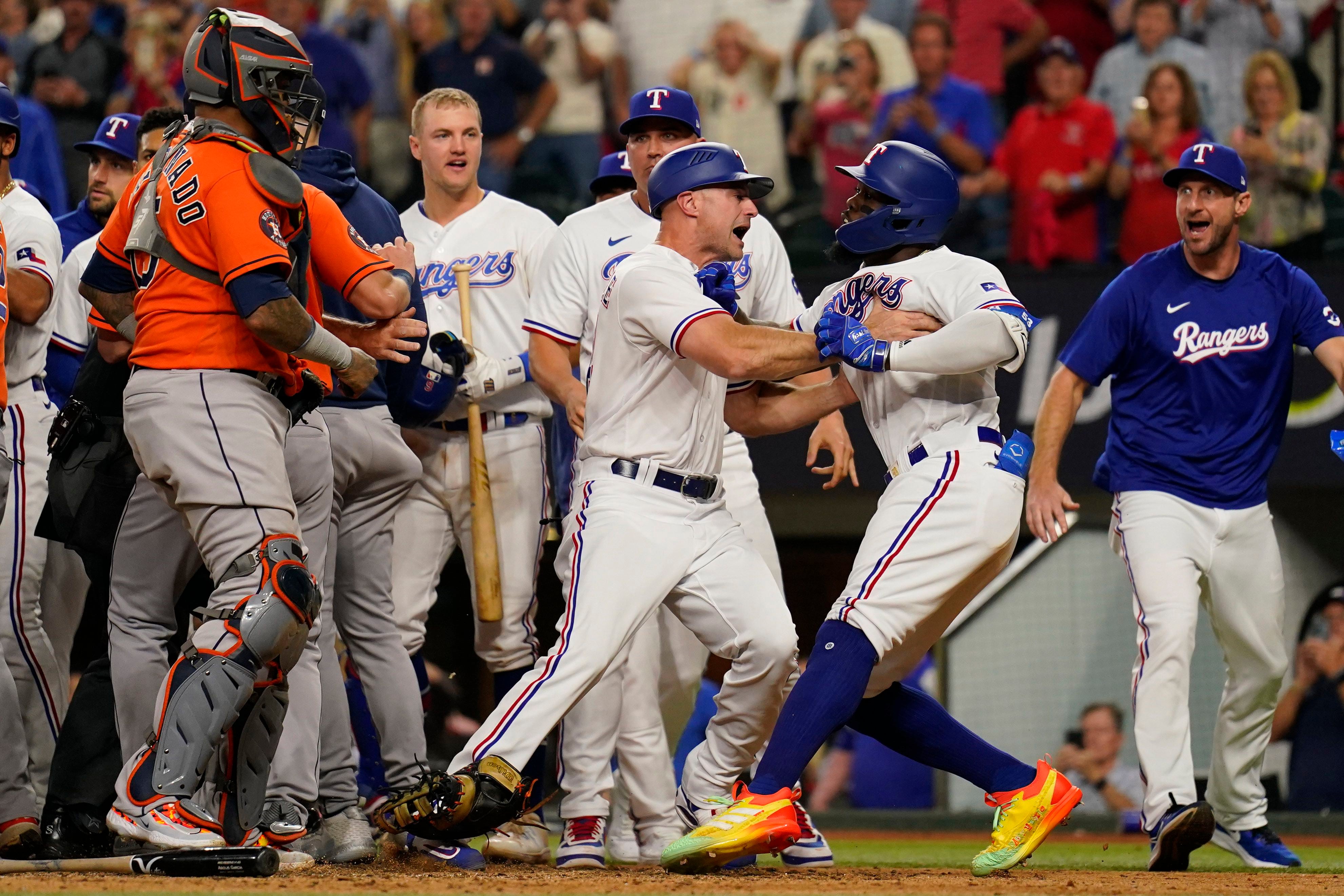 Benches clear in Astros-Rangers game after Adolis Garcia grand slam