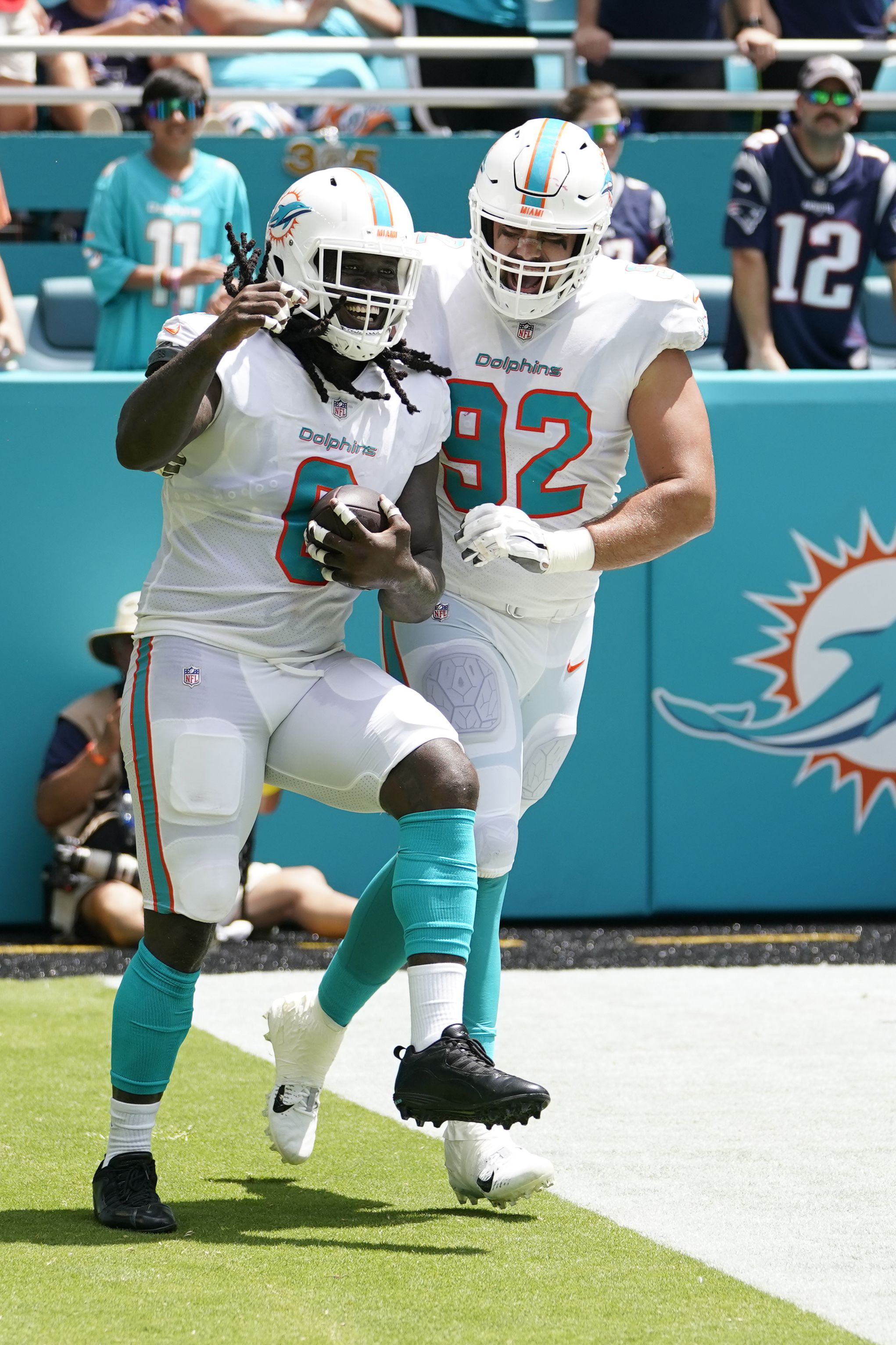 Melvin Ingram of the Miami Dolphins warms up prior to a game