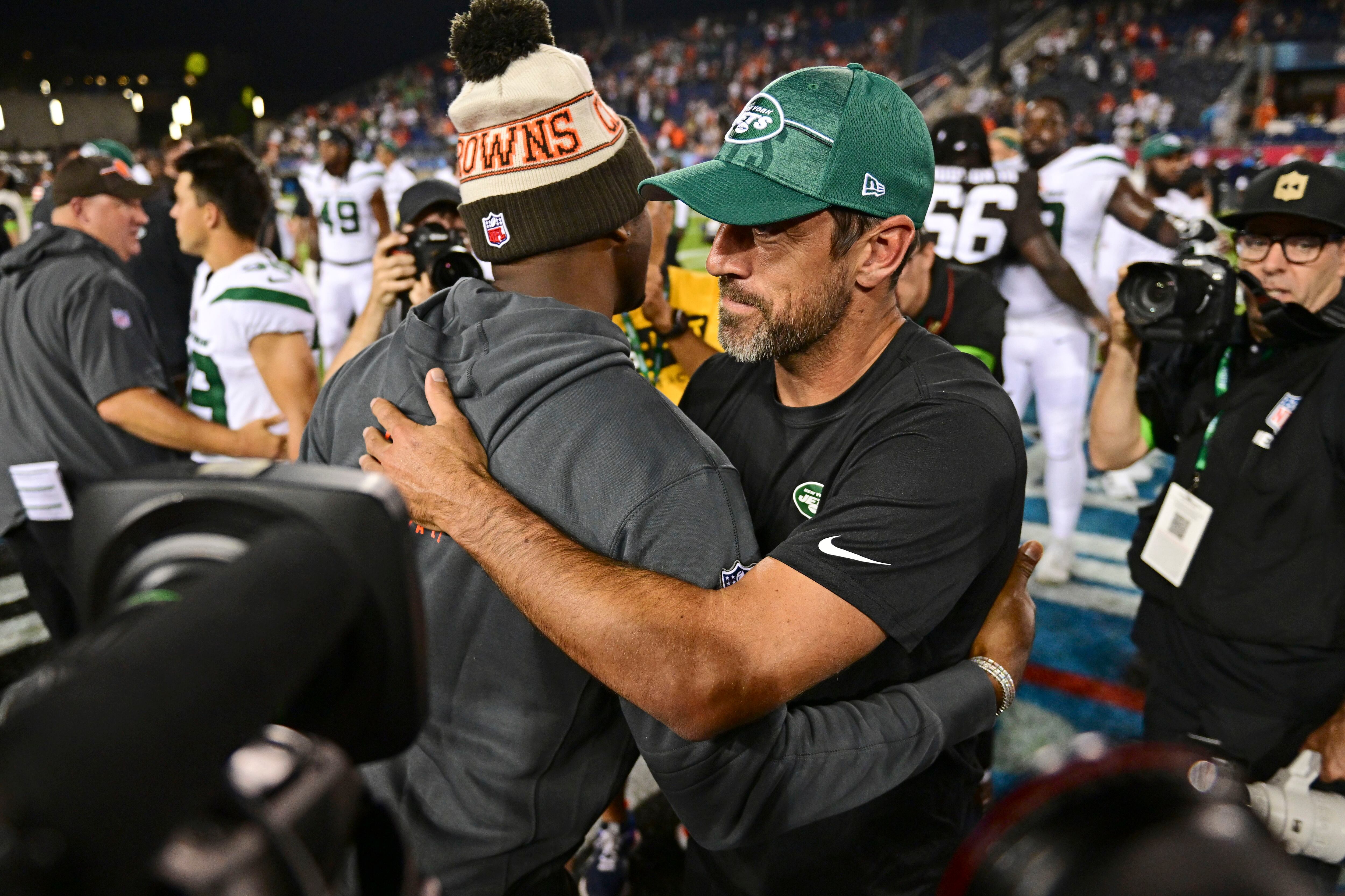 With Aaron Rodgers watching from the sidelines, New York Jets fall to  Cleveland Browns in Hall of Fame game