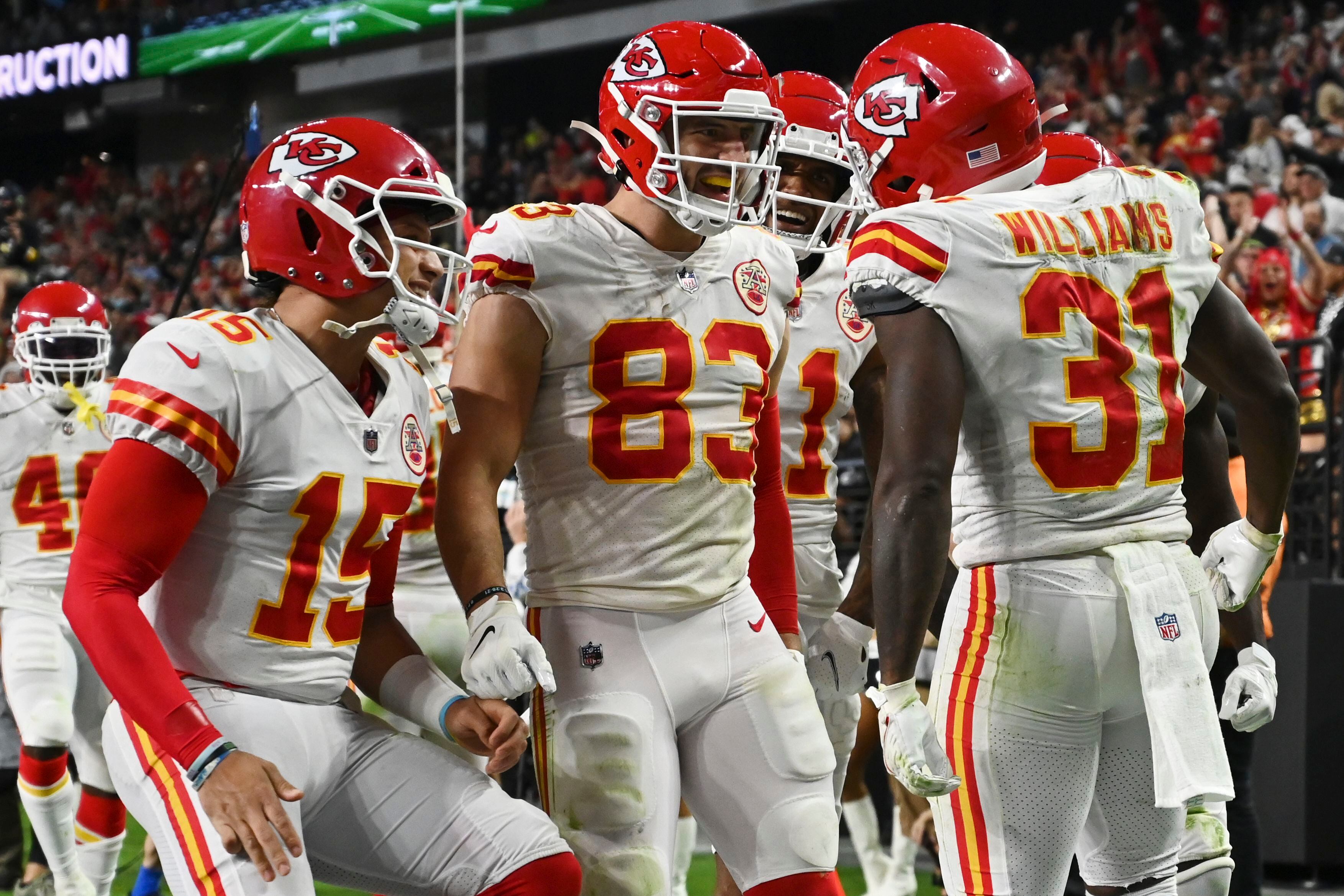 Kansas City Chiefs wide receiver Byron Pringle scores a touchdown