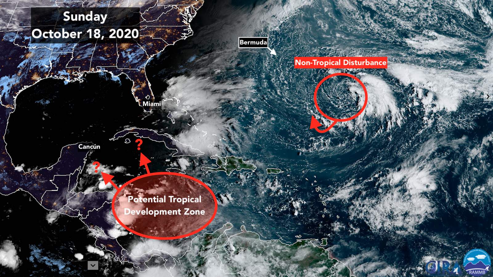 Storm still trying to form in the Atlantic and slow developments in the Caribbean