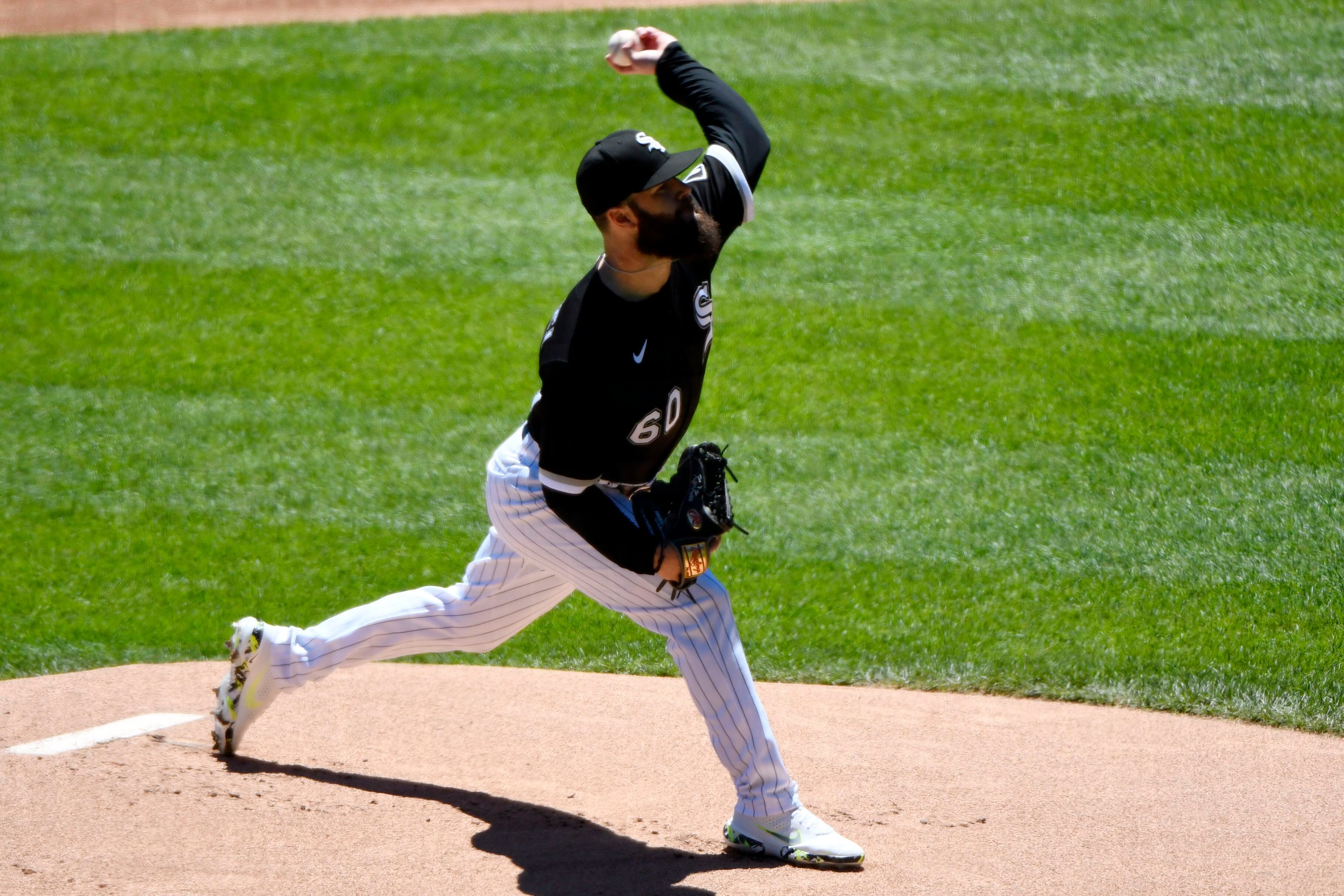 Baltimore Orioles starting pitcher Adam Eaton throws to a Chicago