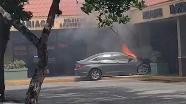 Car Erupts In Flames After Driving Into Coral Springs Strip Mall