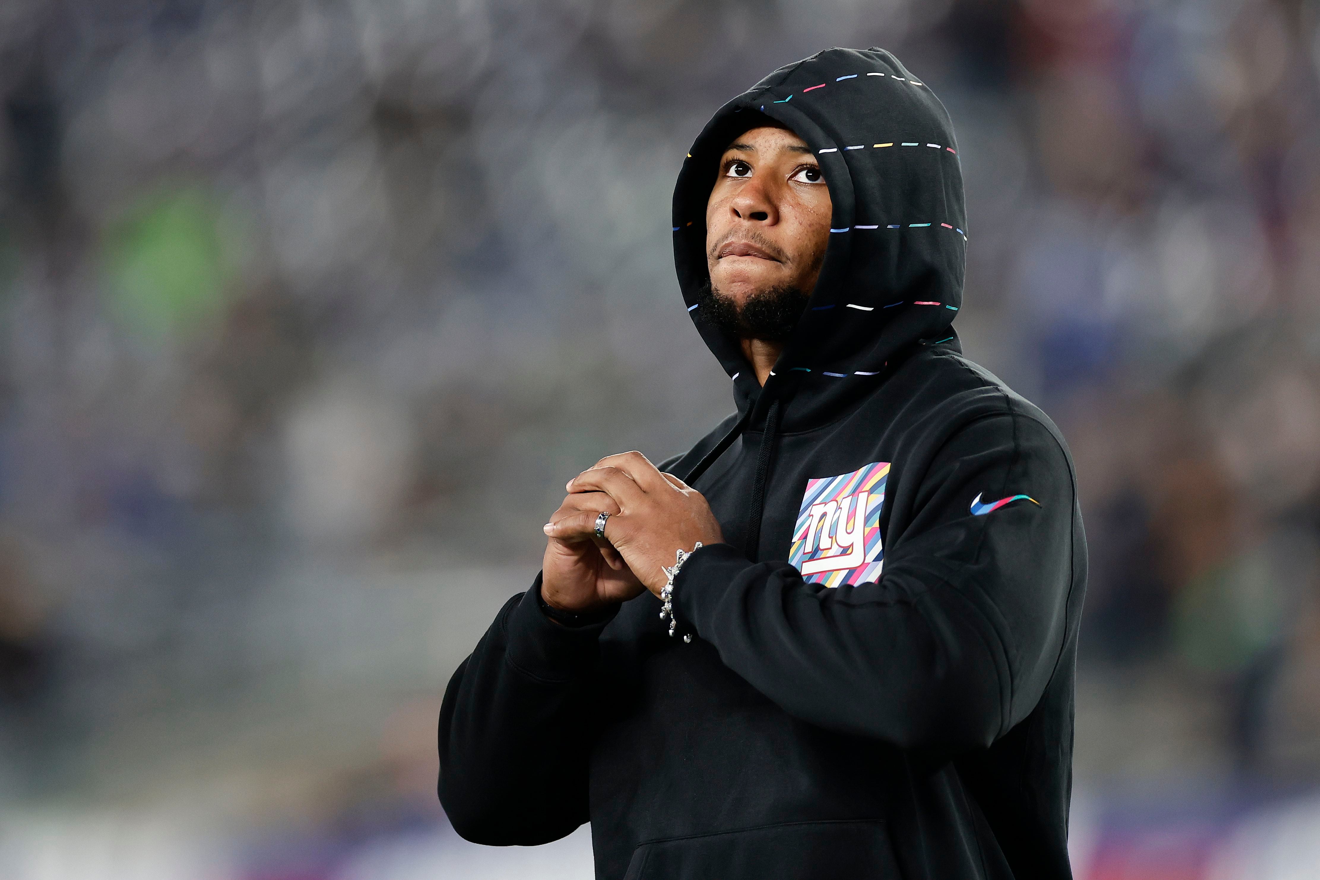 Giants running back Saquon Barkley is questionable for Sunday's game in  Miami against the Dolphins