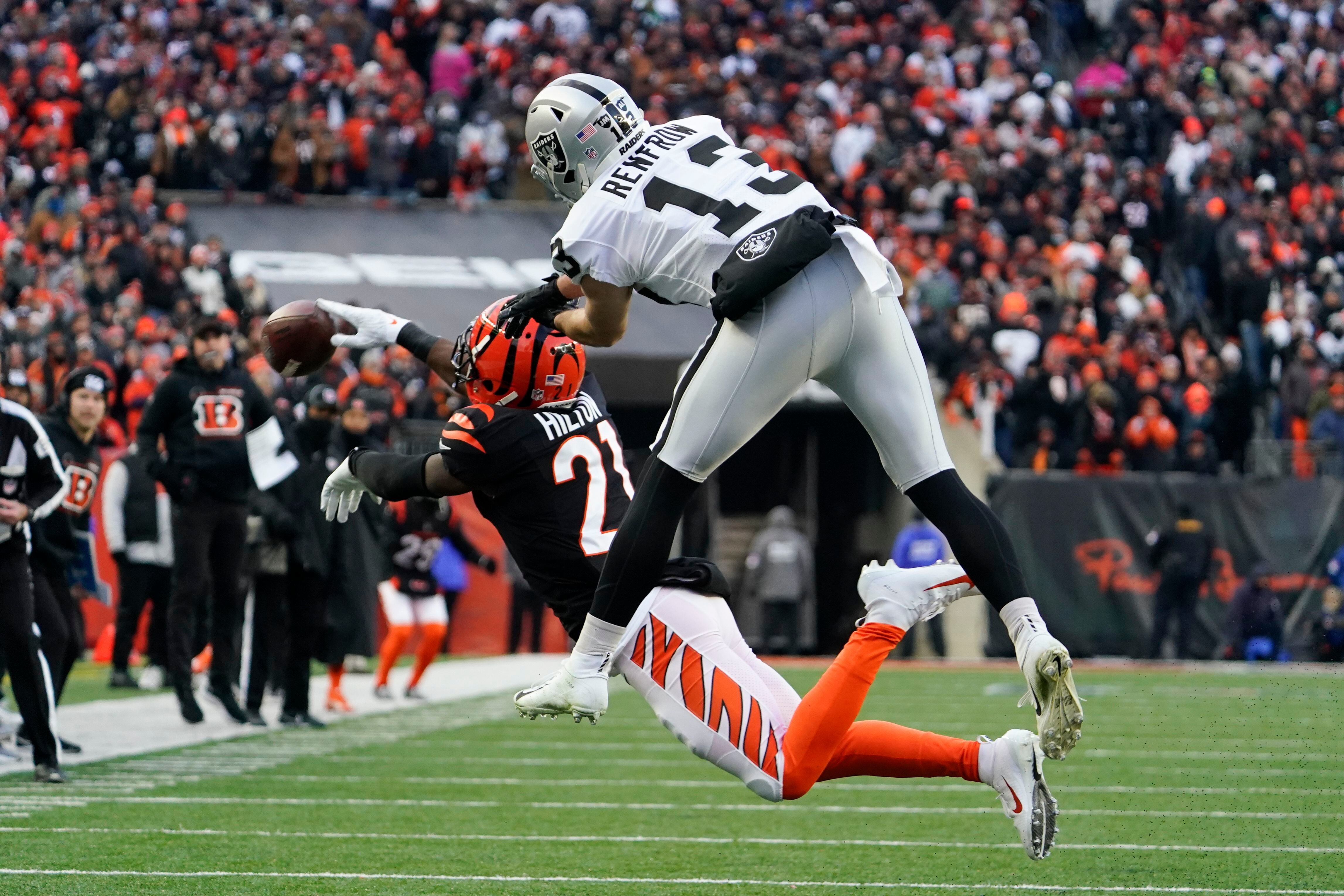 Saturday January 15, 2022: Cincinnati Bengals quarterback Joe Burrow (9)  throws the ball during the NFL AFC Wildcard Playoff game between the Las  Vegas Raiders and the Cincinnati Bengals at Paul Brown