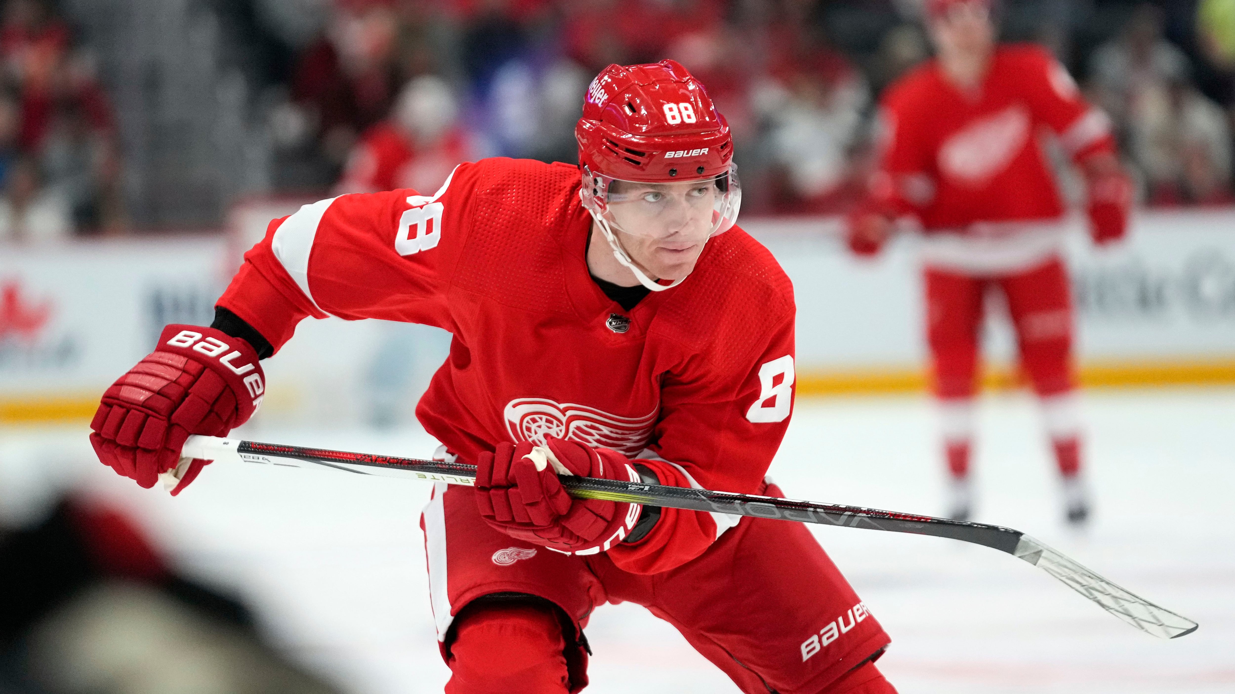 Red Wings' Dylan Larkin leaves game after cross-check; Patrick